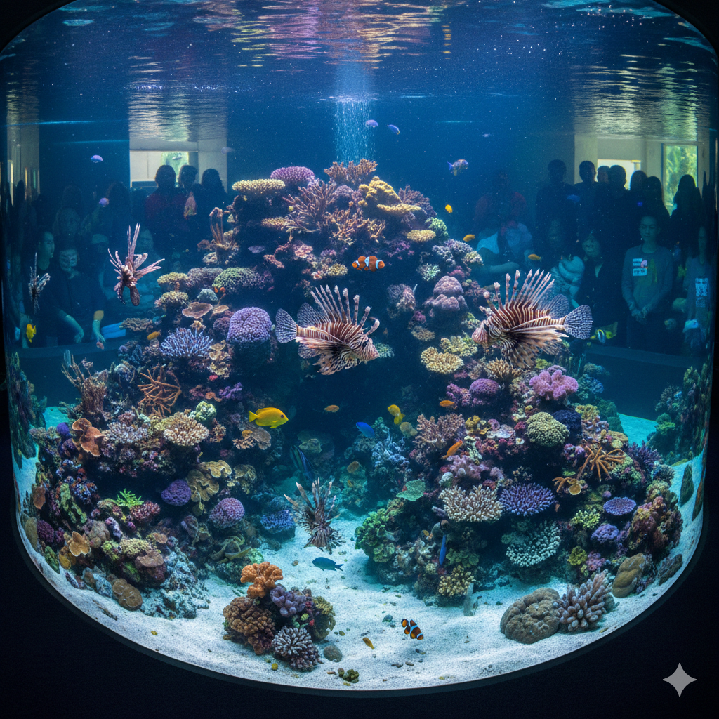 Moderní obývací pokoj akvárium